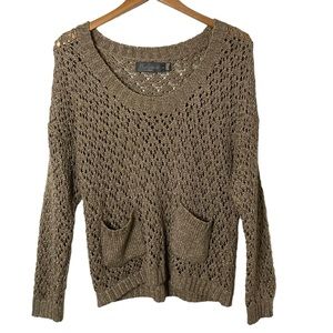 Costa Blanca Collection | Open Knit Metallic Shimmery Pullover Sweater M